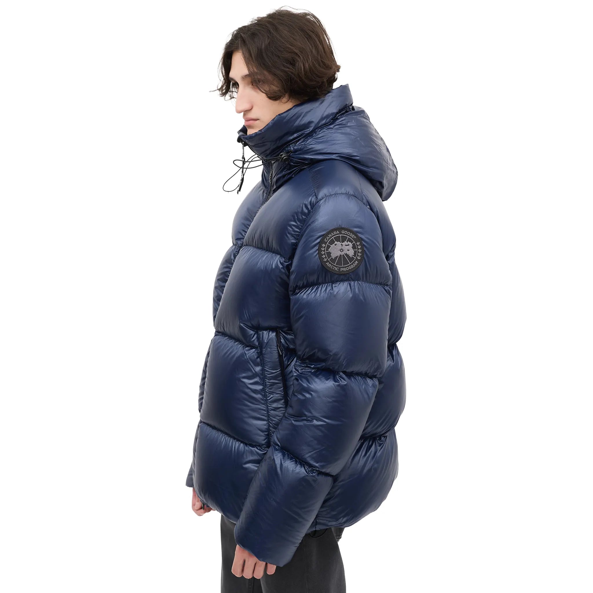 Side View of Canada Goose Down & Nylon Crofton Navy Puffer Jacket 2252M